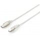 Equip 128652 cable USB 5 m USB 2.0 USB A USB B Plata, Transparente - 4015867108055